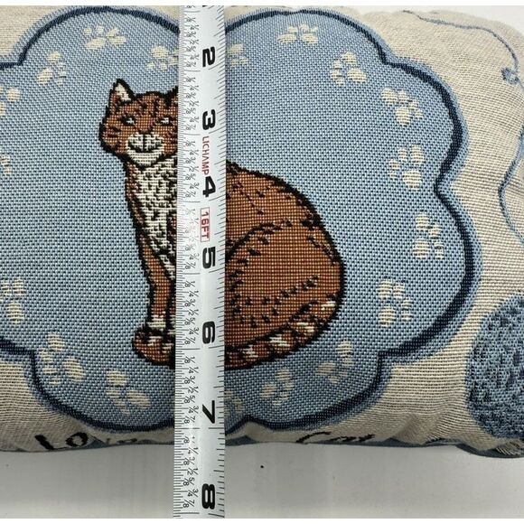 Decorative Cat Pillow Tapestry Cushion Love My Cat Cute Pet Decor 12x8 Throw Pil - Picture 6 of 6